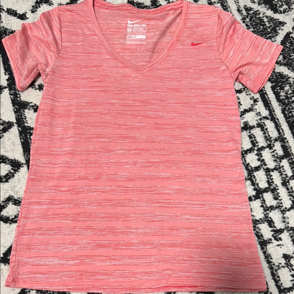 Nike Heathered Pink V-Neck Tee